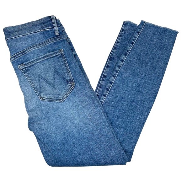 MOTHER Denim - Mother High Waisted Looker Ankle Fray Skinny Jeans 26 Blue Skinny Hop On Hop Off